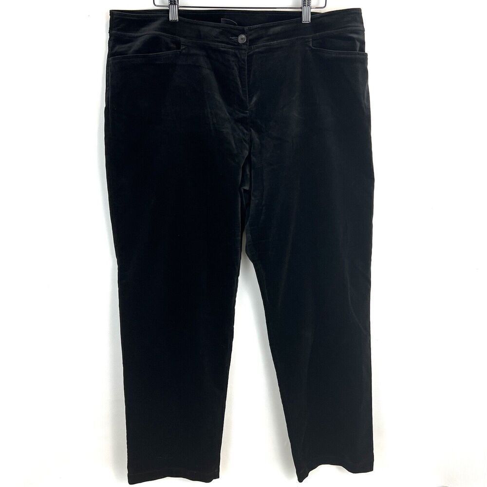 Eileen Fisher Pants Women’s Size XL Black Velvet Straight‎ Leg